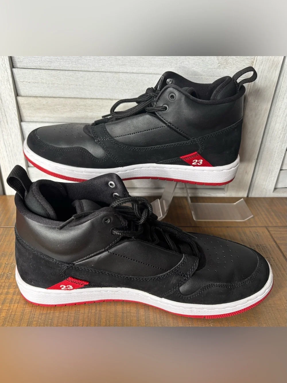 Jordan Access Bred Black Gym Red White High Top Sneaker AV5105-001 Men's Size 8